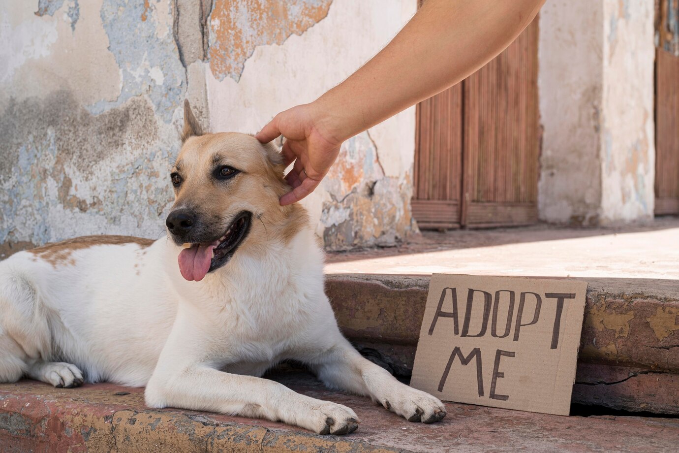 Close Up Hand Petting Smiley Dog 23 2148699706