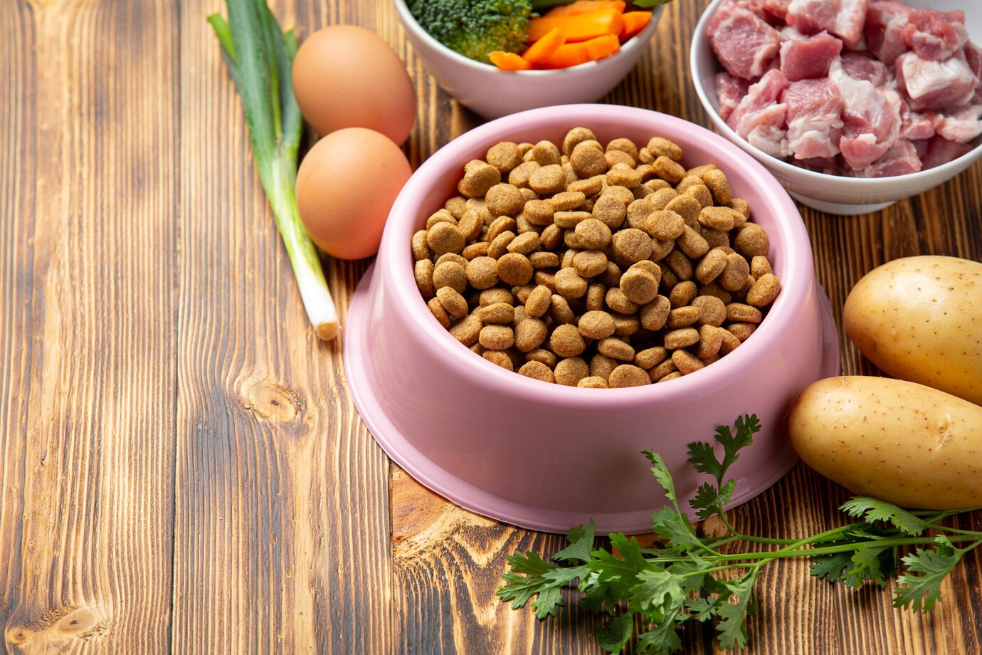 Healthy Fresh Pet Food Ingredients Dark Surface 1150 42077